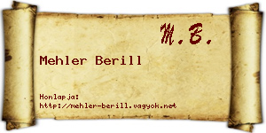 Mehler Berill névjegykártya